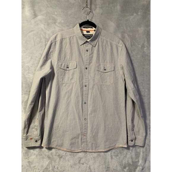 Buffalo David Bitton Shirt Mens Lg  Gray Pearl Snap Button Up Long Sleeve Check - Picture 3 of 14